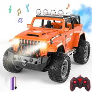 Detailed information about the product 1:16 Remote Control Car with Spray,Lights and Sound 2.4GHz Remote Control Truck for Boys and Girls,All Terrain Off-Road RC Car Jeep Toys Gift(Orange)