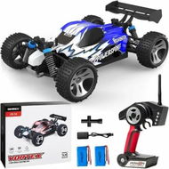 Detailed information about the product 1:18 Scale All-Terrain Remote Control Car,45 km/h,4WD with 2.4 GHz Remote Control,RC Car with 2 Rechargeable Batteries,Gift for Children,Blue