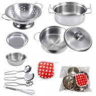 Detailed information about the product 11PCS Pretend PLAY Children's Stainless Steel Toy Kitchen Set Realistic Early Education Intelligence Christmas Birthday Gift