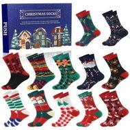 Detailed information about the product 12 Days Socks Advent Calendar Filling for Christmas Calendar Advent Calendar Ideas Man Christmas Calendar Socks Gift Set(Blue)