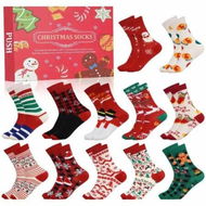 Detailed information about the product 12 Days Socks Advent Calendar Filling for Christmas Calendar Advent Calendar Ideas Man Christmas Calendar Socks Gift Set(Red)