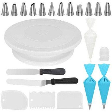 12 Different Interfaces 2 Icing Spatulas 3 Icing Smoothers 3 Silicone Piping Bags 50 Pastry Bags And 1 Coupler