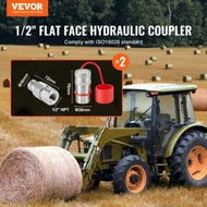 Detailed information about the product 1/2' Flat Face Hydraulic Couplers 1/2' NPT Skid Steer Couplers 4 Dust Caps