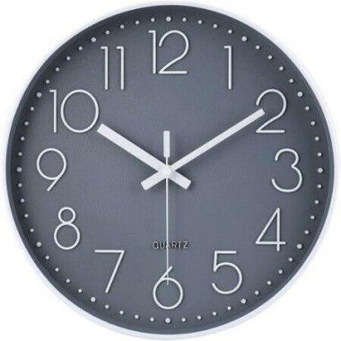 12-inch Non-Ticking Wall Clock For Home/Office/School/Kitchen/Bedroom/Living Room (Gray)