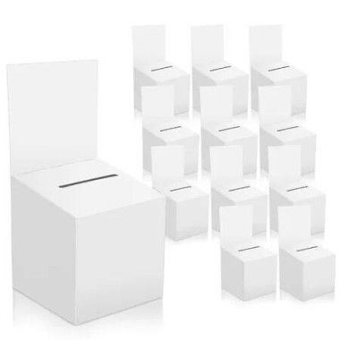 12 Pack Raffle Box Donation Box for Fundraising,Ballot Box Cardboard Box with Slot for Ticket and Removable Header Charity Box for Collecting Business Card Voting Contes,6 x 6 x 6 Inch