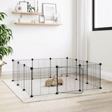 12-Panel Pet Cage With Door Black 35x35 Cm Steel