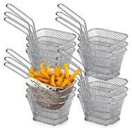 Detailed information about the product 12-PC Square Fry Baskets Oil Residue Filtration with Handles Ideal for frying potatoes,onion rings,snacks