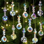 Detailed information about the product 12 PCS Christmas Crystal Ball Decorations Iridescent Tree Hanging Acrylic Ornaments Xmas Mini Prism Glass Ball Decor for Christmas