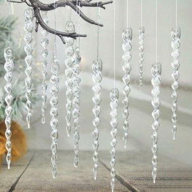 12 pcs icicles Ornament Christmas Tree Ornaments Set and 10CM Crystal Thread Christmas Decoration