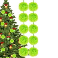 Detailed information about the product 12 Pcs Lime Green Furry Christmas Balls Ornaments, 2.4 Inch Hanging Furry Christmas Hanging Decorations Soft Faux Fur Pom Pom Ball Ornaments