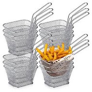 Detailed information about the product 12 Pcs Square Fry Basket with Handle Baskets Net Potato Cooking Tool for Table Serving Oil Residue Filtration
