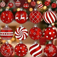 Detailed information about the product 12 Piece Red Christmas Wooden Hanging Ornaments Flat Ornament Ideal For Christmas Tree Decorations And Festive Events