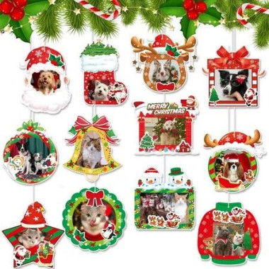 12 Piece Stickers Christmas Photo Hanging Ornament Set Ideal For Christmas New Year And Other Holiday Decorations