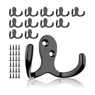 12 Pieces Double Coat Hooks Heavy Duty Coat Hooks With 24 Screws Cup Hooks Wall Hooks Backpack Hooks Robe Hooks Hat Hook