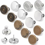 Detailed information about the product 12 Sets Button Pins for Loose Jeans,No Sew and No Tools Instant Replacement Snap Tack Pant Button,Reusable and Adjustable Metal Pants Button Tightener