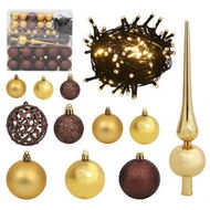 Detailed information about the product 120 Piece Christmas Ball Set with Peak and 300 LEDs Gold&Bronze