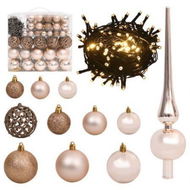 Detailed information about the product 120 Piece Christmas Ball Set with Peak and 300 LEDs Rose Gold