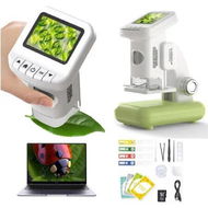 Detailed information about the product 1200X Microscope with 2 inch Screen STEM Digital Science Kit Rechargeable Handheld Mini Children Students Educational Portable Gift for Kids (Green)