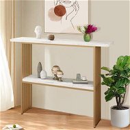 Detailed information about the product 120cm Console Table White Faux Marble Entryway Hallway Gold Finished Frame Modern Deluxe Sofa with 2 Tier Storage