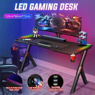 Detailed information about the product 120CM Gaming Desk Computer Office Racer Table RGB LED Carbon Fiber USB Wireless Charger