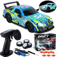 Detailed information about the product 1/22 2.4G RC Drift Cars Vehicle Toys Supercars 4WD Remote Control Racing Cars Boys Toy 12km/h High Speed Sports Car With Tires Color Blue And Green