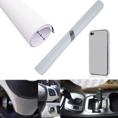 127X50cm 3D DIY Car Self Adhesive Carbon Fiber Vinyl Sticker White