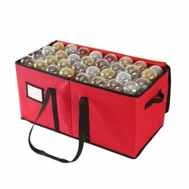 128 slots Christmas Ornament Storage Box with Dual Zipper Closure Box Holiday Ornaments 61X30X30cm