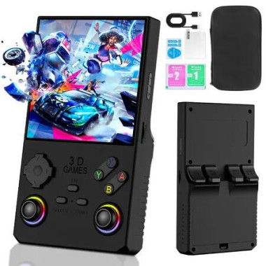 128G 40000 in 1 V40 MAX Handheld Game Console 4.0 inch IPS Screen Mini Retro Console 3800mAh Portable Pocket Arcade 45 Mainstream Emulator (Black)