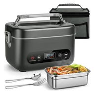 Detailed information about the product 1.2L Cordless Electric Lunch Box, 12000mAh Rechargeable Portable Food Warmer with 5 Sided Heating, Perfect for Office, Outdoor Use (Black Grey)