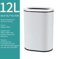 Detailed information about the product 12L Oval Narrow Rubbish Bin White Coloured Tungsten Steel Open Lid Trash Can for Kitchen, Office and Home
