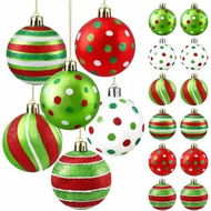 Detailed information about the product 12pcs Christmas Balls Ornament 2.4 Inch Glittering Hanging Xmas Balls for Tree Decoration Swirl Candy Cane Elf Balls Red Green Plastic Christmas Bubles