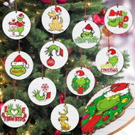 Detailed information about the product 12pcs Christmas Ornaments Tree Decorations Set, Green Wooden Round Ornaments Hanging Decorations for Christmas Tree Home Decor