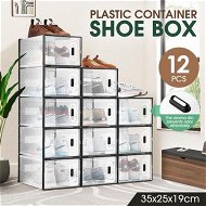 Detailed information about the product 12PCS Plastic Shoe Boxes Clear Organiser Stackable Transparent Storage Display Cases Sneaker Containers Holder Bins Organizer Unit