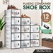 12PCS Plastic Shoe Boxes Clear Organiser Stackable Transparent Storage Display Cases Sneaker Containers Holder Bins Organizer Unit. Available at Crazy Sales for $49.96