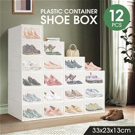 Detailed information about the product 12PCS Plastic Shoe Boxes Stackable Organiser Large Storage Containers Drawers Sneaker Display Cases Bins Organizer Holder Unit with Clear Door