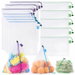 12Pcs Reusable Mesh Produce Bags,Eco-Friendly Food Safe Bags for Fruit & Veg,Barcode Scannable Grocery Storage with Drawstring,3 Sizes (S/M/L). Available at Crazy Sales for $12.99