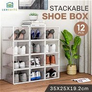 Detailed information about the product 12Pcs Shoe Box Storage Case Clear Boxes Sneaker Display Plastic Extra Large Stackable Container Unit Transparent Organizer