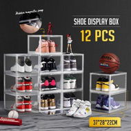 Detailed information about the product 12PCS Shoe Storage Box Sneaker Display Cases ABS Plastic Boxes Stackable Organiser Transparent