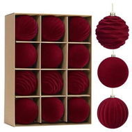 Detailed information about the product 12Pcs Velvet Christmas Ornaments Balls, 8CM Burgundy Red Christmas Ornaments Balls Set, Hanging Velvet Ornaments for Xmas Home Decor, Red