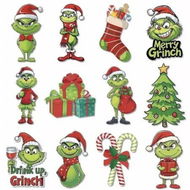 Detailed information about the product 12Pcs Wooden Christmas Tree Grinch Ornaments Cute Grinch Christmas Tree Pendants For Christmas Decorations