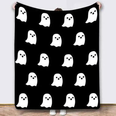 130*150Cm Halloween Blanket Halloween Throw Blanket Flannel Lightweight Soft Plush Fuzzy Blankets For Bed Sofa Couch Car Travel Pet