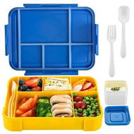 Detailed information about the product 1330ML Bento Box Lunch Box Containers Microwave with 6 Compartment With Tableware Sauce Lunch Box Color Blue And Yellow