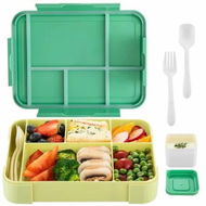 Detailed information about the product 1330ML Bento Box Lunch Box Containers Microwave with 6 Compartment With Tableware Sauce Lunch Box Color Green And Yellow