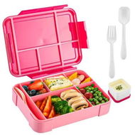 Detailed information about the product 1330ML Bento Box Lunch Box Containers Microwave with 6 Compartment With Tableware Sauce Lunch Box Color Red And Pink