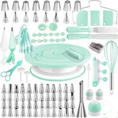 137pcs Cake Decorating Kit with Cake Turntable for Decorating,Pastry Piping Bag,Russian Piping Tips Baking Tools,Cake Baking Supplies for Beginners