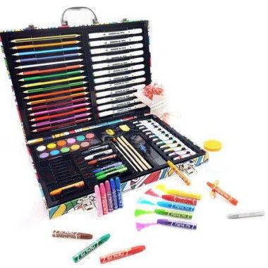 138pcs Crayons Oil Pastels Assorted Washable Marker Colored Pencils Art Painting Wooden Case Set Kids