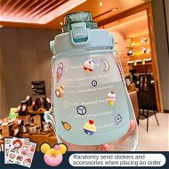 Detailed information about the product 1400ml Cute Water Bottle With Stickers Straw Big Belly Cup Sports Bottle For Water Jug Children Kettle Color Green With Random Stickers And Accessories