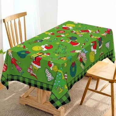 140Ã—220CM Christmas Tablecloth Merry Xmas Winter Holiday Party Decoration Rectangular Kitchen Dining Room Home Decor