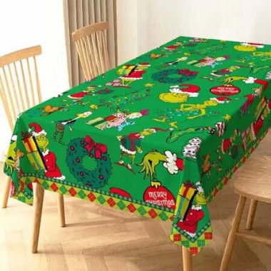 140Ã—220CM Christmas Tablecloth Merry Xmas Winter Holiday Party Decoration Rectangular Kitchen Dining Room Home Decor
