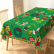 Detailed information about the product 140Ã—220CM Christmas Tablecloth Merry Xmas Winter Holiday Party Decoration Rectangular Kitchen Dining Room Home Decor